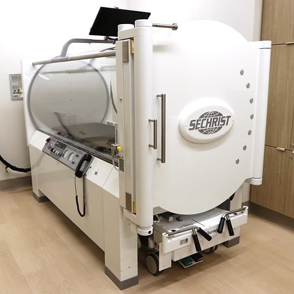 One of two hyperbaric chambers at PRO Medical Hyperbarics Clinic