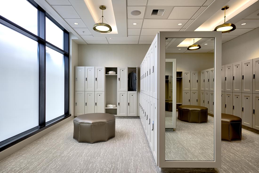 Modern and beautiful lockers in the women executive locker room